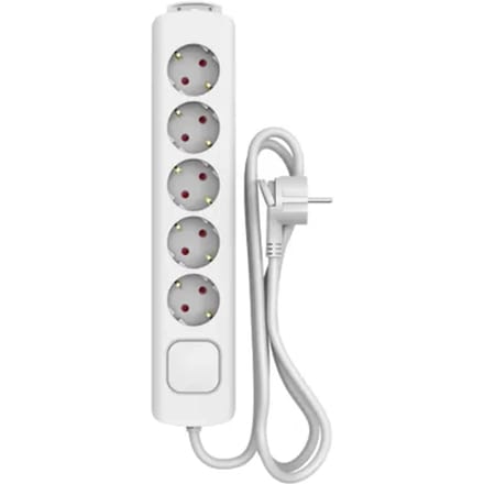 Sencys Stekkerdoos 5-voudig Wit 1,5 Meter