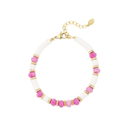 Bijoutheek Armband (sieraad) Discs En Kralen roze