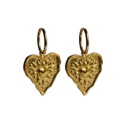 FlowJewels - oorbellen - hart - statement - stainless steel - goud