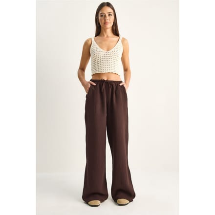 Wijdgesneden Katoenen Crepe Broek