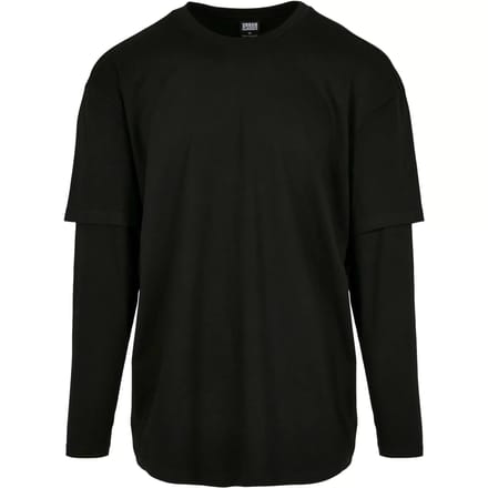 Urban Classics Longsleeve shirt -4XL- Oversized Shaped Double Layer Zwart