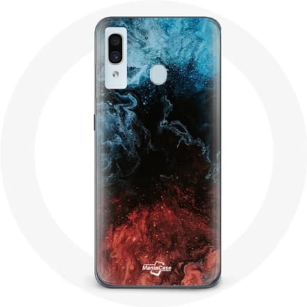 Coque pour samsung galaxy A30 fond de texture abstraite rouge noir bleu
