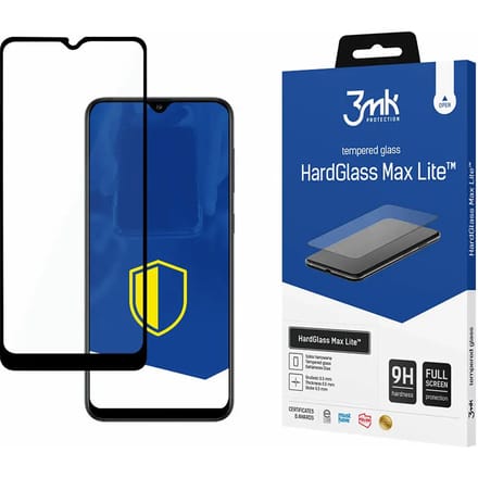 3MK HardGlass Max Lite - Beschermend Glas - Samsung Galaxy A03s - 9H Hardheid - Zwarte Rand