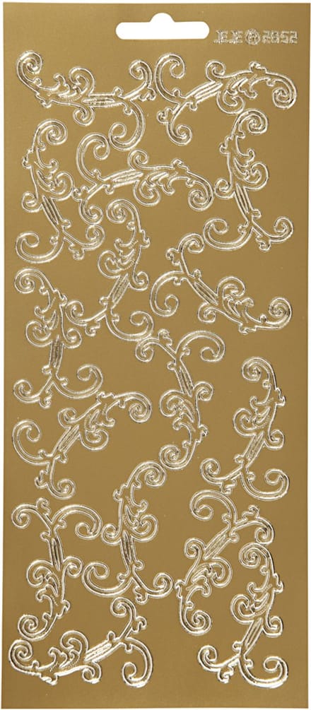 Stickers, swirl, vel 10x23 cm, goud, 1 vel
