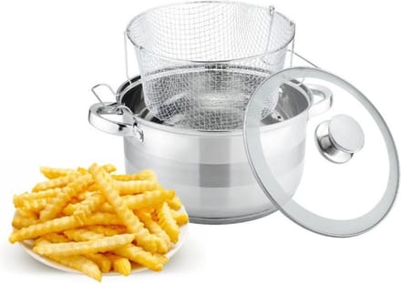 Cheffinger Frituurpan 24 Cm 6,6 Liter RVS/Glas 3-delig