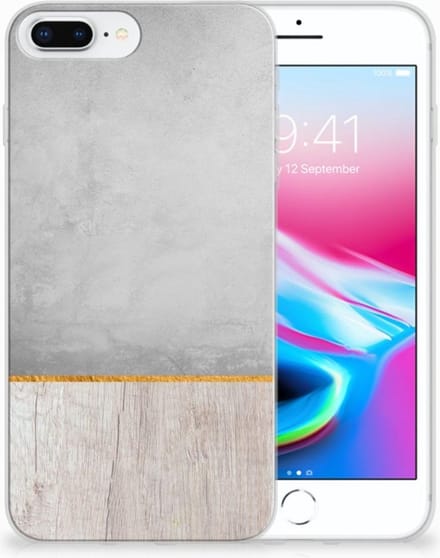 Apple iPhone 7 Plus | 8 Plus Bumper Hoesje Wood Concrete