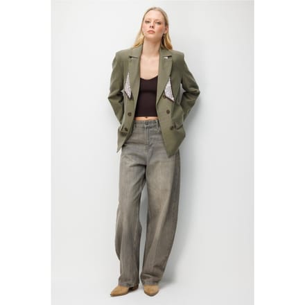 Linnen Blazer Jacket met Sjaal Detail