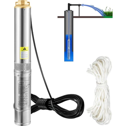 Pompe Submersible pour Puits Profond, 750W 230V/50Hz, 100L/min 66 m de Charge Résistante au Sable