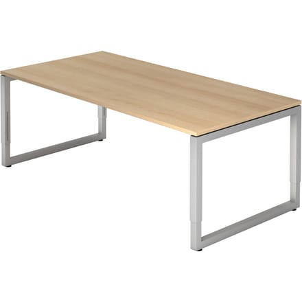 REGO 2E S | Bureau - 200 x 100 Eiken/Zilver Tafelhoogte I In hoogte verstelbaar