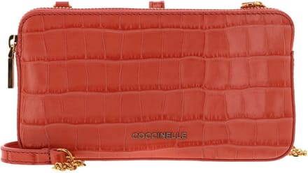COCCINELLE Leren Schoudertas Avondtas Mini Bag Crossbody Croco Soft Geranium Roze