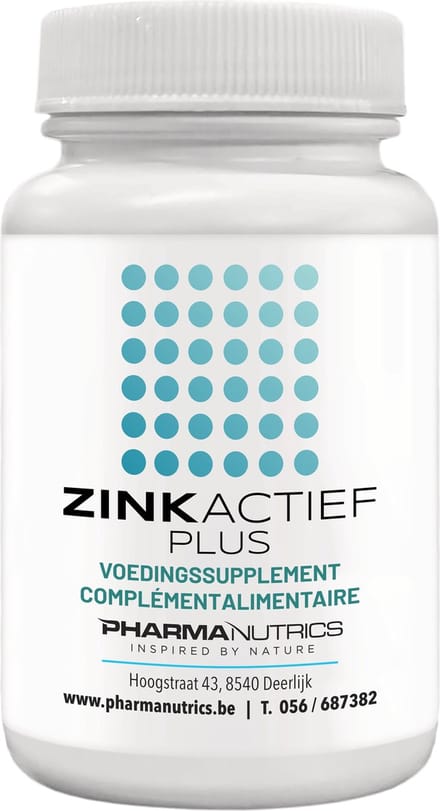 ZINK ACTIEF PLUS 100 Tabl Pharmanutrics- Natuulijke Zink- Weerstand - haar - Huid - Natuurlijk Complex