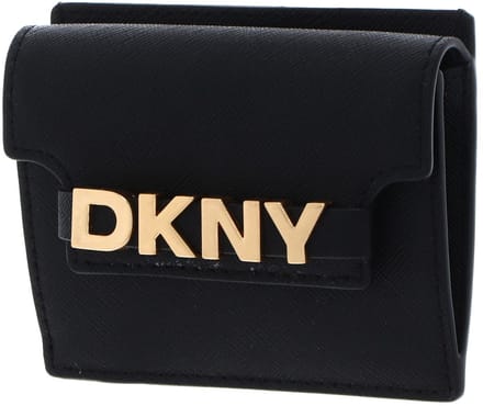 DKNY Leren kaarthouder Avril Card Case Blk / Gold zwart