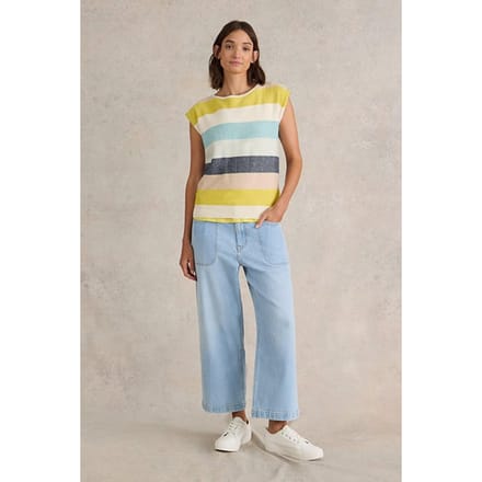 White Stuff Tia Wide Leg Crop Jean Light Denim Taglia: 18 REGULAR | Pantaloni larghi Outlet | Donna | Blu