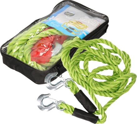 Sleepkabel - Set van 2x stuks - tot 5000 kg - auto sleeptouw - lichtgevend groen