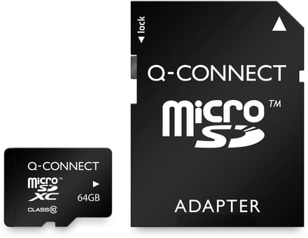 Q-CONNECT microSD geheugenkaart, met SD-adaptor, 64 GB