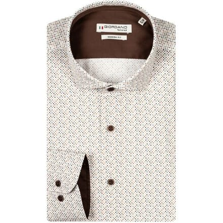 Giordano Overhemd Row Cutaway Mini Abstract Pattern Subtle Stretch Off White-Multi / male