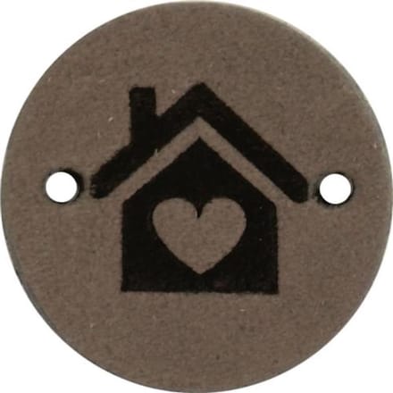Durable Leren Rond Label met Huisje Opdruk – 2 cm – Set van 2 Stuks
