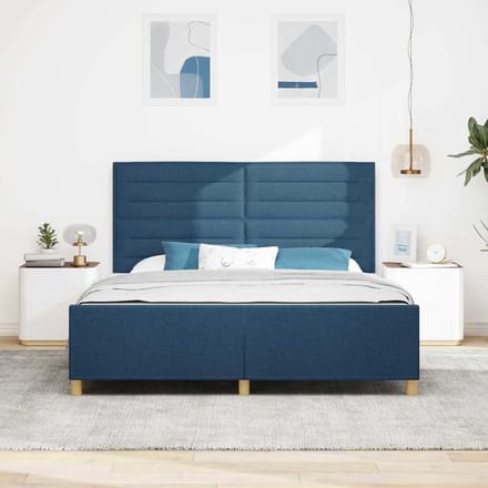 vidaXL - Bedframe - met - hoofdeinde - Blauw - 180 - x - 200 - cm - Stof
