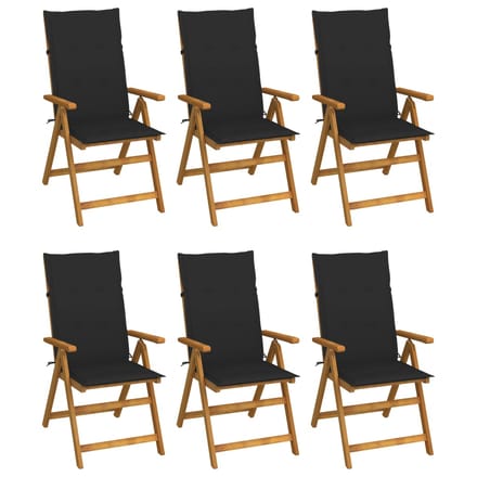 vidaXL - Inklapbare - stoelen - 6 - st - met - kussens - massief - acaciahout