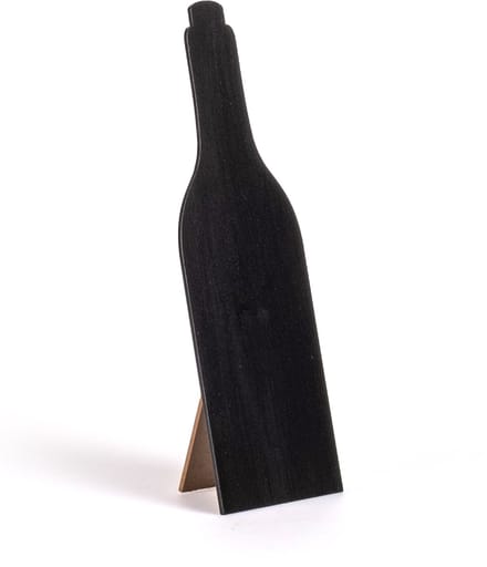 HOBI - Leisteen menukaart wijnfles 25 cm van hout met voet