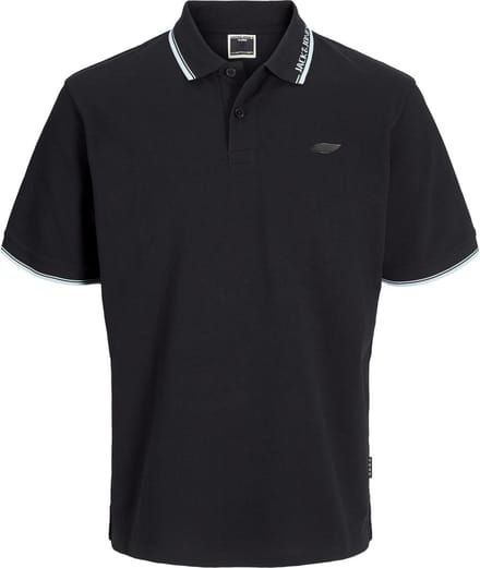 JACK&JONES JCOPACER JACQUARD POLO SS Heren Poloshirt - Black