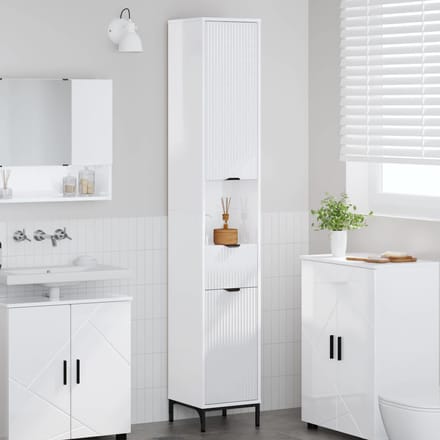 vidaXL - Badkamerkast - Hoogglans - wit - 31,5 - x - 33 - x - 190 - cm