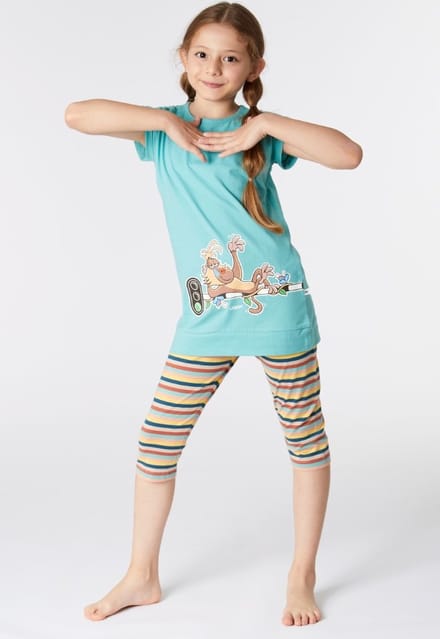 Woody Meisjes-Dames Pyjama zeegroen - maat 140/10J