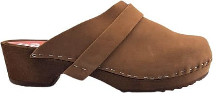 Dina Zweedse klompen - Tuinklompen - Thuisklompen - Dames klompen - Bruin met Nubuck leer - maat 36