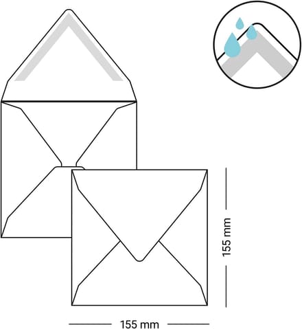 Vierkante Enveloppen - Transparante Post - Kaarten Verzenden - Vochtig Sluitend - 155 x 155 cm - Wit