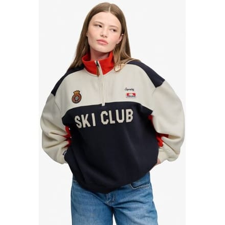 Superdry Preppy Ski Half Zip Relaxed Pasvorm Crème Grootte: 44