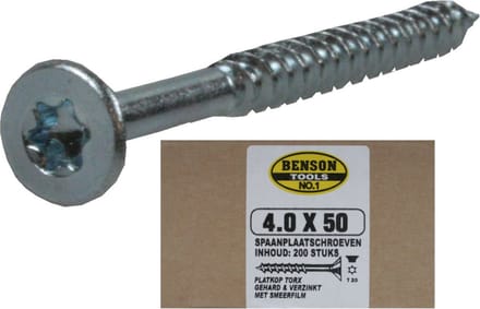 Benson Verzinkte spaanplaatschroeven - Torx - 4.0 x 50 mm - 200 stuks