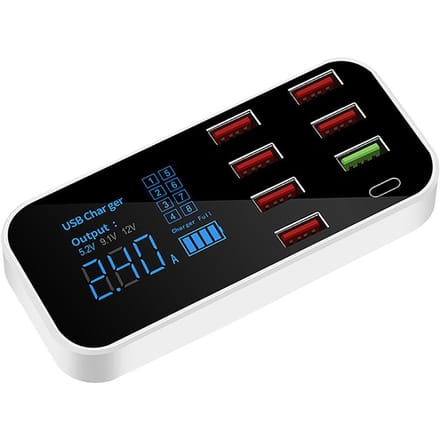 A9S+ 8-poorts autolader met LED-display TypeC QC3.0 Snel opladen Intelligent Draagbaar Veilig