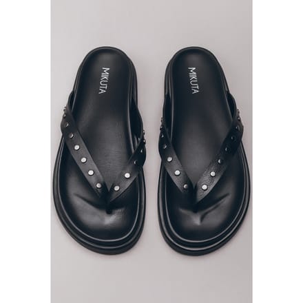 Mikuta The Black Studded Leather Sandals Größe: 36 | Sandalen Outlet | Damen | Schwarz