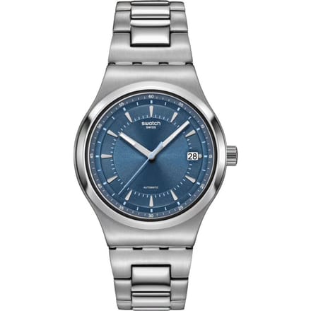 Swatch Shimmer at Dusk YIS435G Quartz Horloge - Roestvrijstalen Kast, Sleeve Verpakking, Gemaakt in Zwitserland blauw