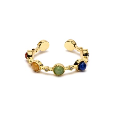 Open ring met 7 chakra-stenen – ±2 cm