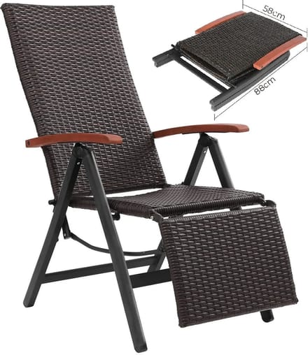 Tuinstoelen - Tuinstoelen verstelbaar - Verstelbare tuinstoel - Bruin - Rotan