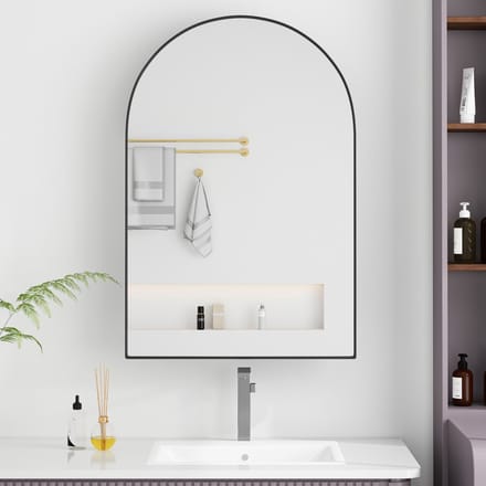 MODFU Spiegelkast - Boogvormig En Ruimtebesparend - Modern - Voor Badkamer - Metaal - Zwart