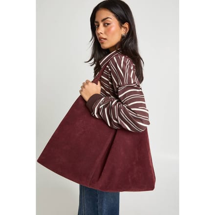 boohoo Dames Imitatie Suede Shopper | Bordeaux Rood