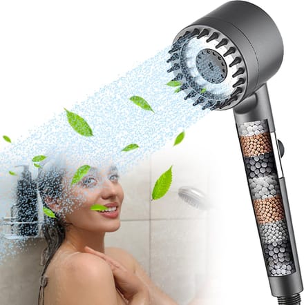 Waterbesparende Douchekop - Grijs - Handdouche met Filter en Hogedruk - Voor Gezinnen