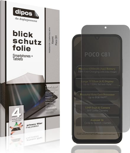 dipos – Matte Privacy Screenprotector geschikt voor Xiaomi Poco C81 | Anti-Spy Beschermfolie