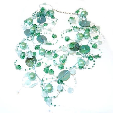Draad Ketting Parel met Schelp Turquoise
