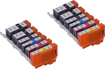 KATRIZ huismerk inkt voor Canon 4x PGI525BK + 2x CLI526BK + 2x CLI526 Cyaan + 2x CLI526 Magenta + 2x CLI526 Geel (12stuks) - Met chip