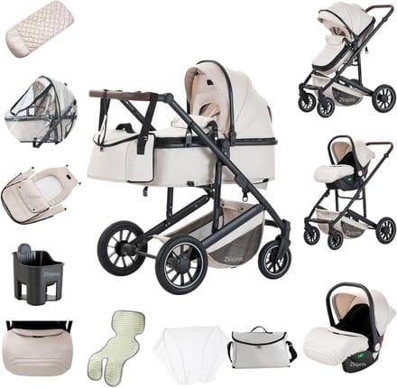 3-in-1 Kinderwagen Set met Lichtgewicht Aluminium Frame en Schokabsorptie