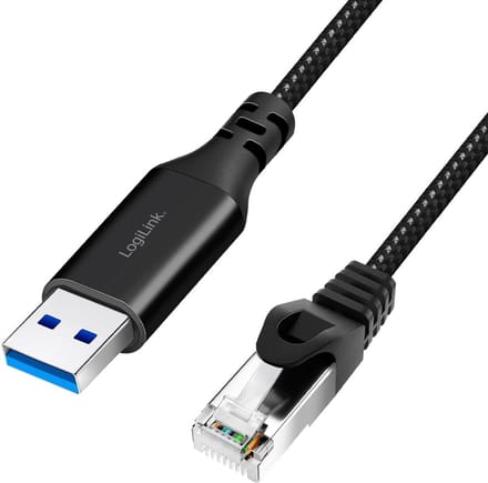 USB Netwerk Kabel - LAN Adapter - Snelle Internetverbinding - Ingebouwde Chipset - 3 Meter - Zwart