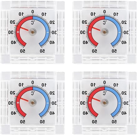 Raamthermometer Zelfklevend - Buitenthermometer Weerbestendig - Temperatuur Aflezen - Dubbele Kleurenschaal - 7.5 x 7.5 cm - Transparant