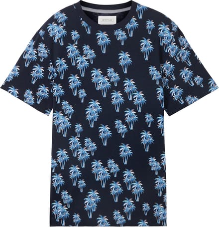 TOM TAILOR allover printed linen t-shirt Heren T-shirt - Maat M