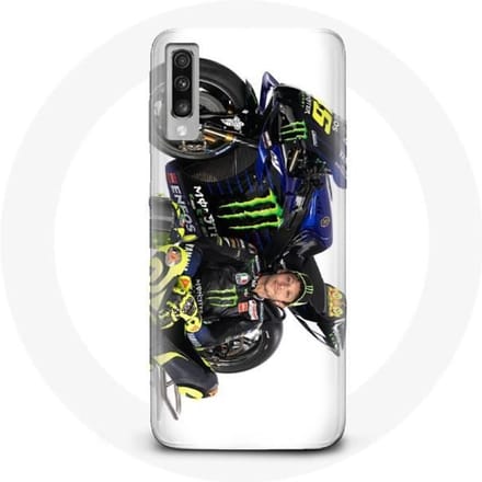 Samsung Galaxy A70 hoesje Valentino Rossi Speed ​​driver witte achtergrond wit