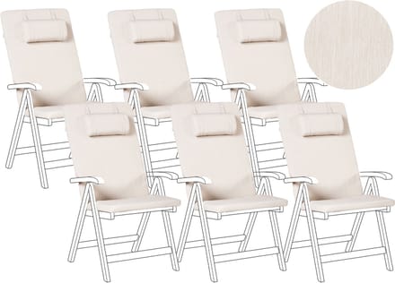 JAVA/AMAN PREMIUM - Tuinkussen set van 6 - Lichtbeige - Polyester