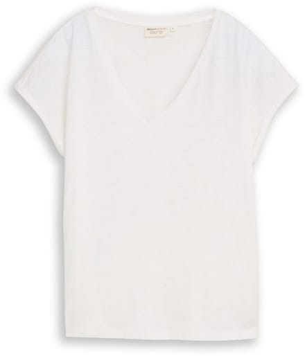 Tom Tailor Denim - T-shirt van katoen - Maat XXL - off white