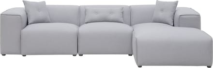 DOLVA - Hoekbank - Lichtgrijs - Linkerzijde - 294 cm - Polyester